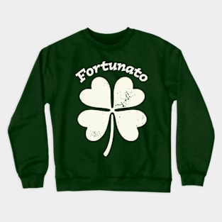 Fortunato Emblem - Distressed Four-Leaf Graphic Design Crewneck Sweatshirt